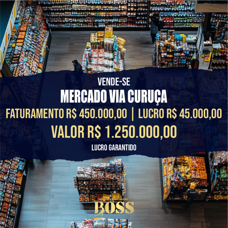 Super Mercado Vila Cururuca <br>Faturamento mensal R$450.000,00 <br>Lucro mensal R$ 45.000,00