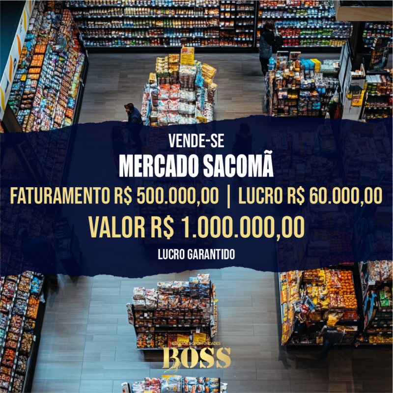 Mercado no Sacomã <br>Faturamento R$ 500.000,00 mensal <br>Lucro mensal R$ 60.000,00