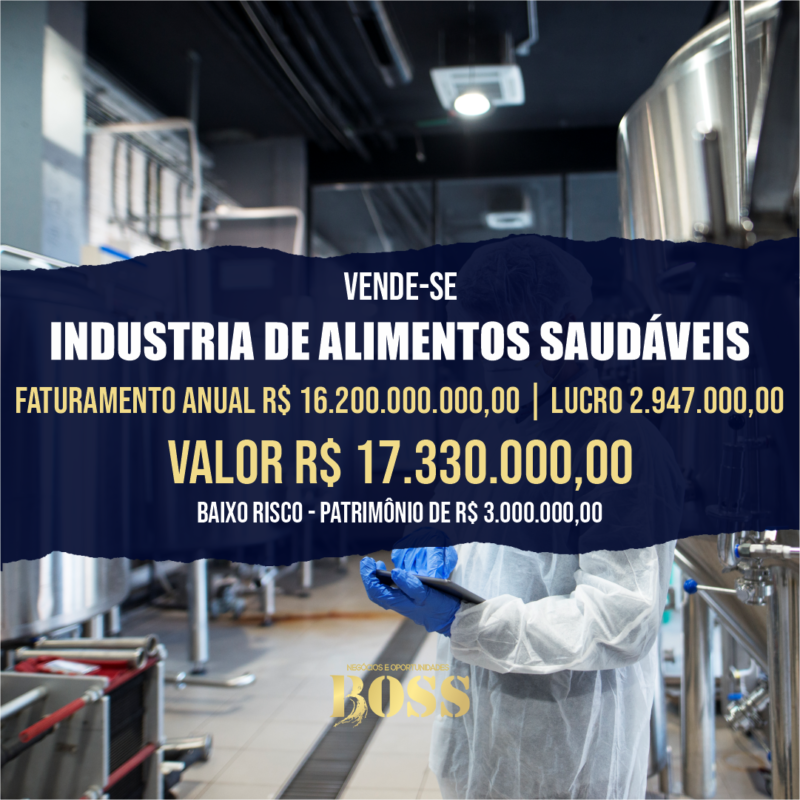 Industria de Alimentos Saudáveis <br>Faturamento Anual 16.200.000,00 <br>Lucro Anual R$ 2.947.000,00