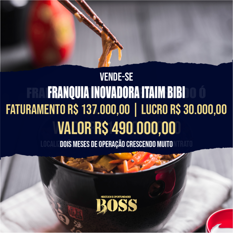 Franquia Itaim Bibi <br>Faturamento mensal R$ 137.000,00 <br>Lucro Mensal R$ 30.000,00