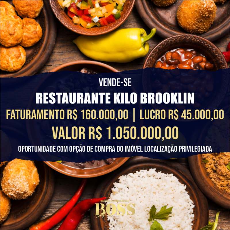 Restaurante por Kilo Brooklin <br>Faturamento mensal R$ 160.000,00 <br>Lucro mensal R$ 45.000,00