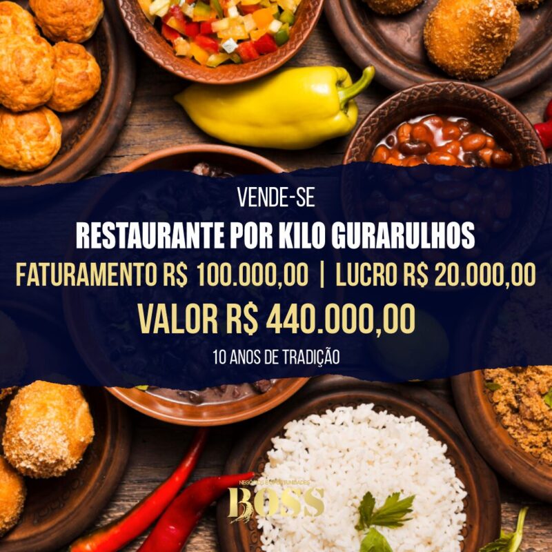 Restaurante por Kilo Guarulhos <br>Faturamento mensal R$ 100.000,00 <br>Lucro mensal R$ 20.000,00