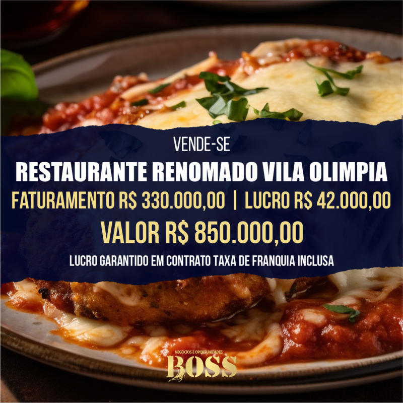 Franquia Vila Olimpia Renomada Exclusiva <br>Faturmanto médio mensal R$ 330.000,00 <br>Lucro média mensal R$ 42.000,00