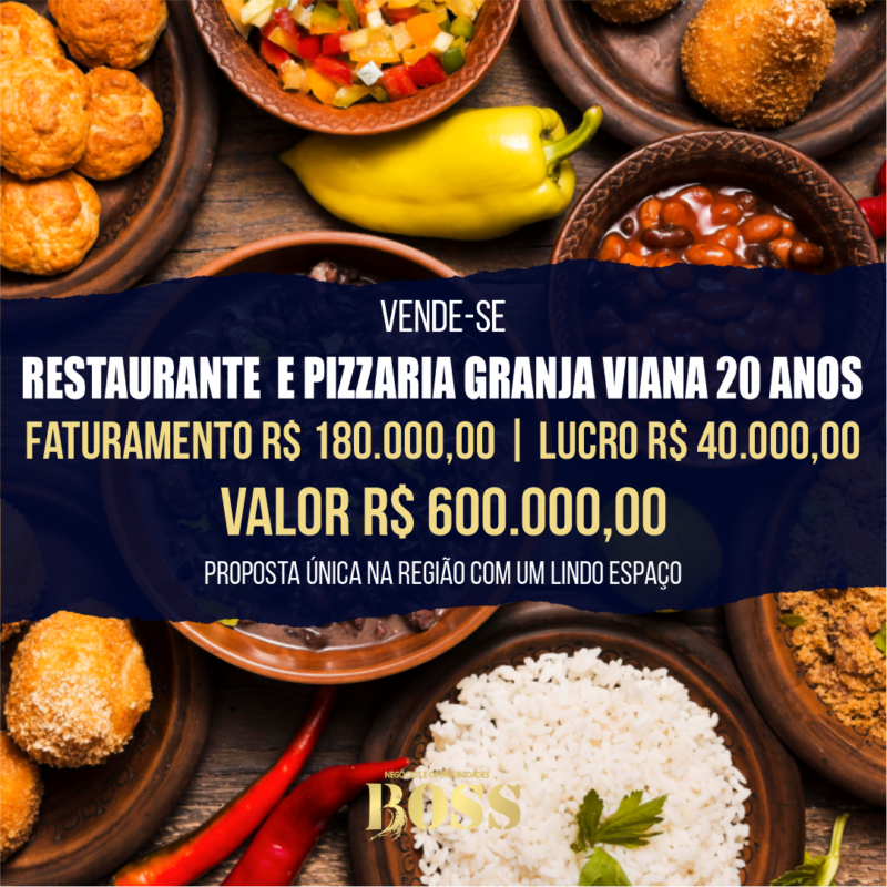 Restaurante Tradicional no Melhor da Granja Viana <BR>Faturamento mensal R$ 180.000,00 <BR>Lucro mensal R$ 40.000,00