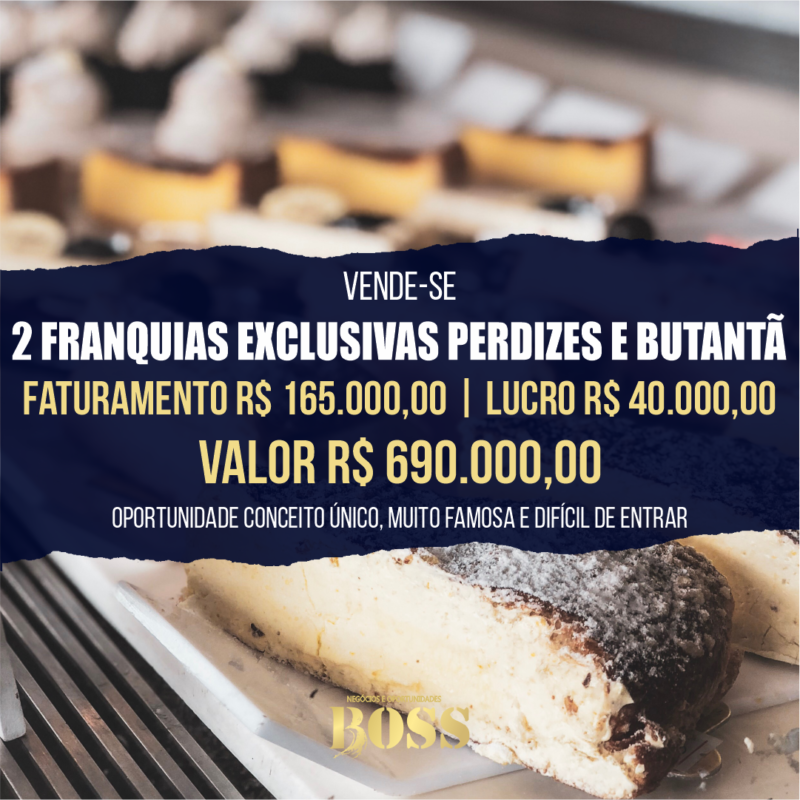 2 Franquias Exclusivas Perdizes Butantã <br>Faturamento mensal R$ 165.000,00 <br>Lucro mensal R$ 40.000,00