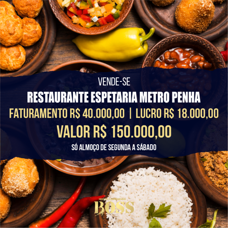 Restaurante Kilo Penha em Frente ao Metro <br>Faturamento mensal R$ 40.000,00 <br>Lucro mensal R$ 18.000,00